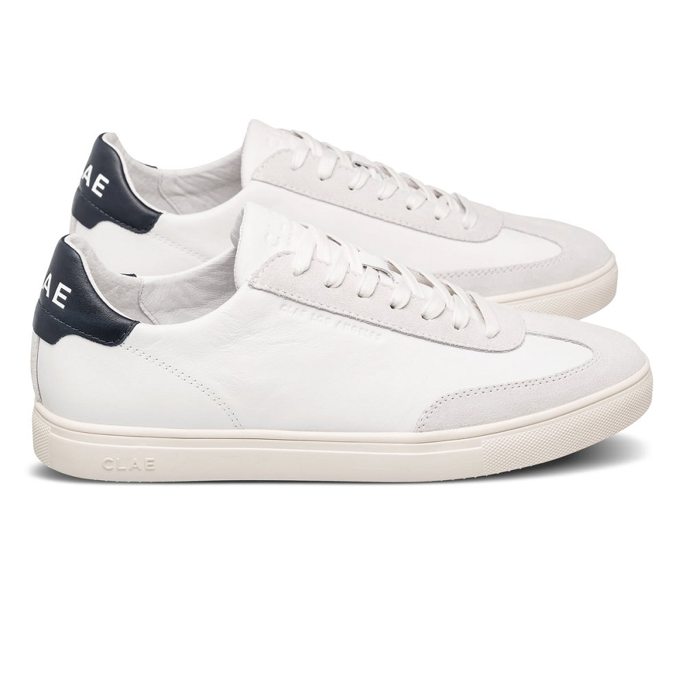 CLAE DEANE Shoes Mens USA584-C21 In White Leather Navy